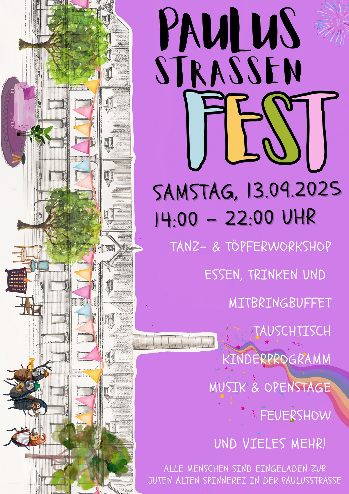 Jute alte Spinnerei - politisches Straßenfest in der Paulusstraße