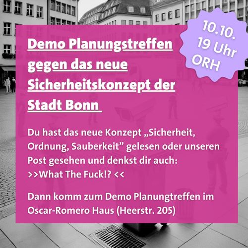 Demo Planungstreffen gegen das neue "Sicherheitskonzept" der Stadt Bonn