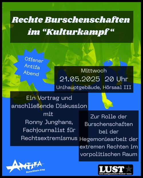 Offener Antifa-Abend: Rechte Burschenschaften im "Kulturkampf"