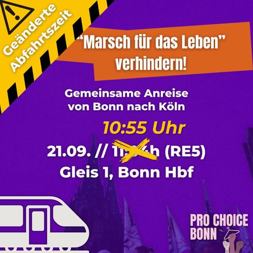 💥 Gemeinsame Anreise aus Bonn nach Köln: Den s.g. »Marsch für das Leben« verhindern!