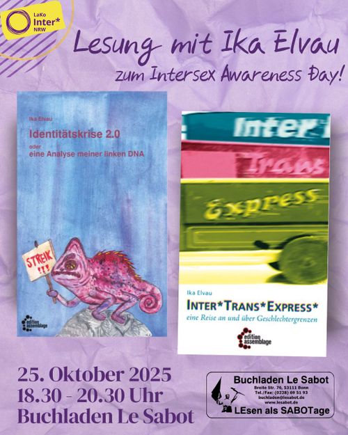 Lesung mit Ika Elvau zum Intersex Awareness Day