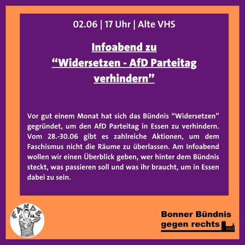 Infoabend zu "Widersetzen - AFD-Parteitag verhindern"