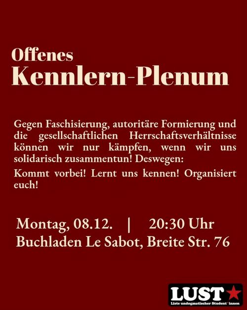 LUST Kennenlern Plenum