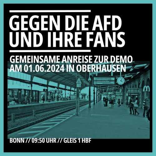 Gemeinsame Anreise zur Demo »Gegegn die AfD und ihre Fans« in Oberhausen